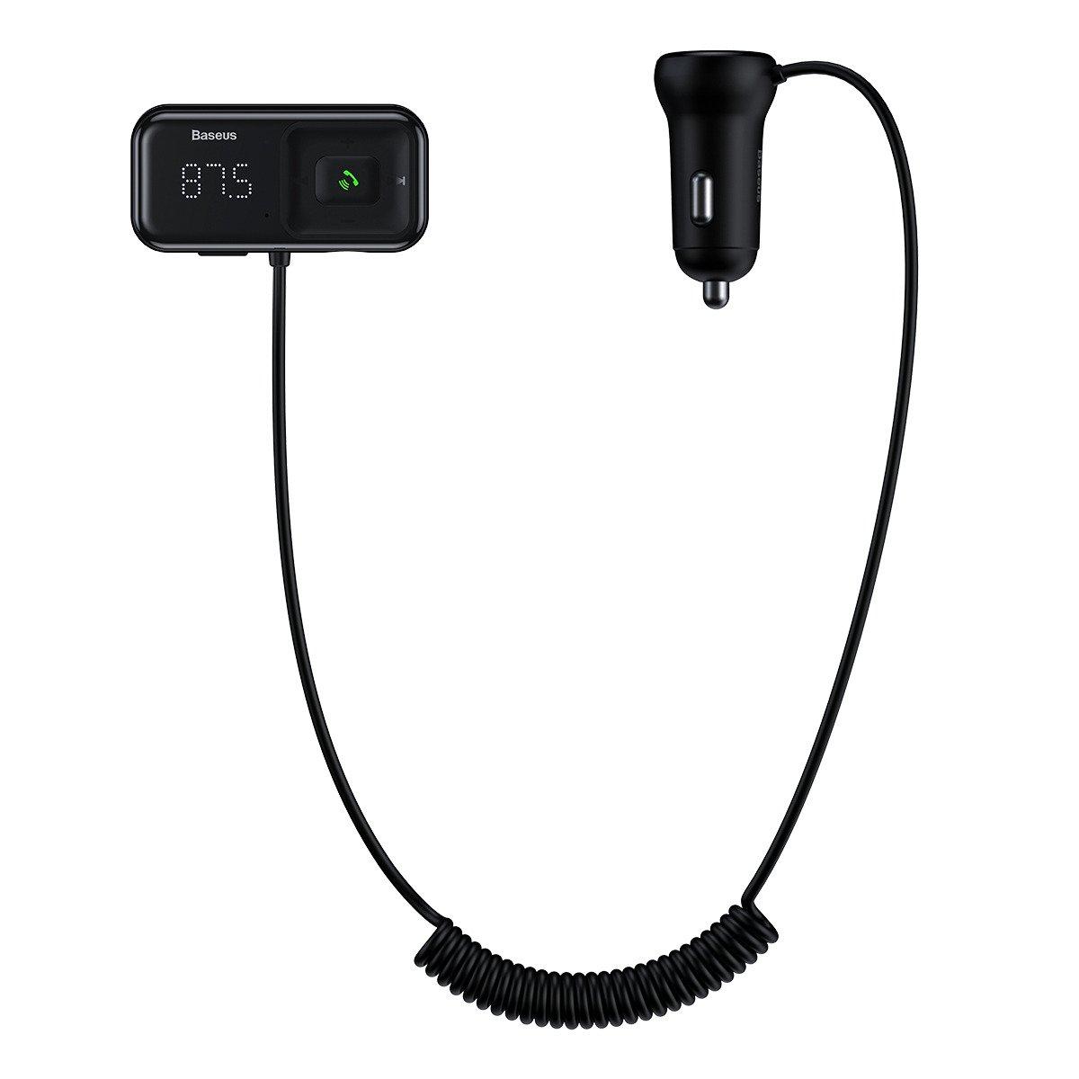 FM модулятор (трансмітер) Bluetooth Baseus Wireless MP3 Car Charger T typed S-16 2USB 3.1 A Black (CCTM-E01)