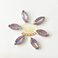 Cтразы в серебряных цапах Лодочка 7х15мм Цвет Lt. Purple Opal