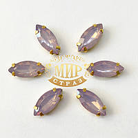 Cтразы в золотых цапах Лодочка 7х15мм Цвет Lt. Purple Opal