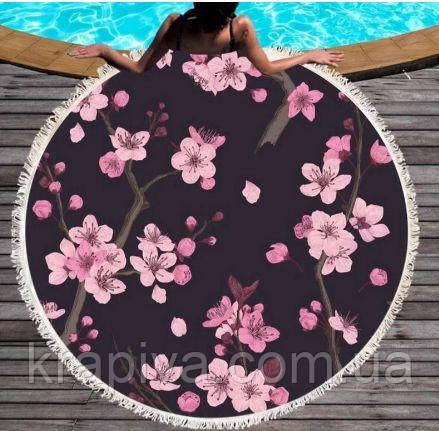 Рушник для пляжу круглий, 150*150 см, рушник для пляжу, рушник пляжний, парео, килимок, круглий плед, фото 1