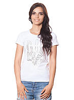 Жіноча біла футболка з тризубом