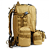 Рюкзак тактичний 55 л, B08, з підсумками, 55х40х22 см, Пісочний / Військовий штурмовий рюкзак на MOLLE, фото 3