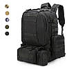 Рюкзак тактичний 55 л, B08 з підсумками, 55х40х22 см, Чорний / Військовий штурмовий рюкзак на MOLLE, фото 3