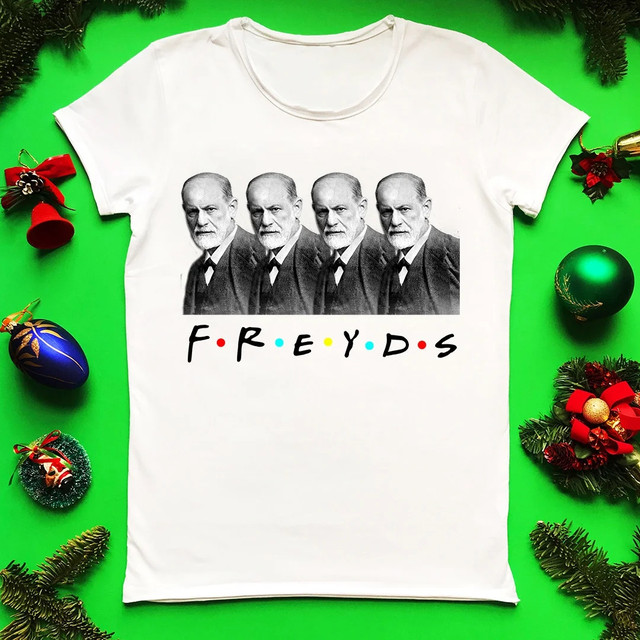 Інтернет магазин Pretty Print.Жіноча футболка з друкарським надруком. Жіноча футболка з принтом Фрейдс Одяг за оптовими цінами. Футболка з індивідуальним принтом під замовлення