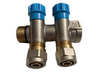 Колектор для теплої підлоги 3/4"х16 на 2 виходи вентильний NTM