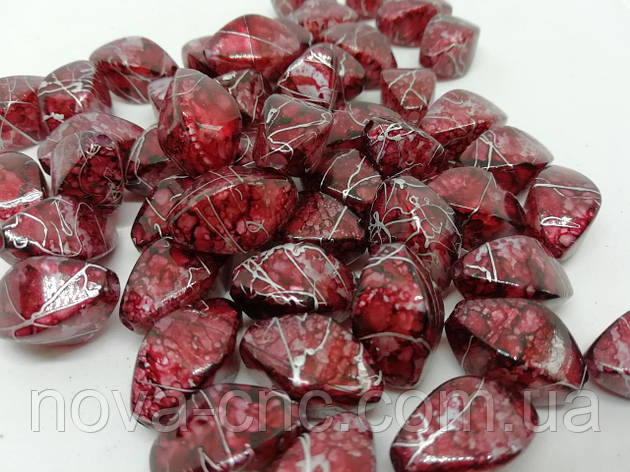 Бусини пластик "Ромб" червоний мармур 18 мм 500 грамів, фото 1