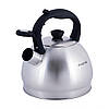 Чайник Kamille Сірий 2л з нержавіючої сталі зі свистком KM-0693N, фото 4