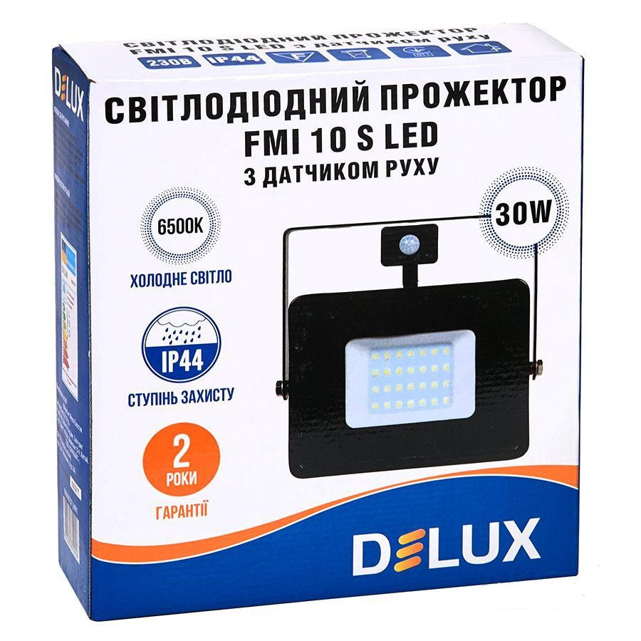 Прожектор LED 30Вт з датчиком руху DELUX