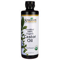 Рицинова олія, Certified 100% Organic Castor Oil, Swanson, 16 fl oz (473 мл) рідкий