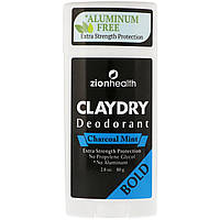 Zion Health, Bold, ClayDry Deodorant, Charcoal Mint, 2.8 oz (80 g)