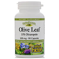 Экстракт листьев оливы, Olive Leaf, Natural Factors, 500 мг, 90 кап.