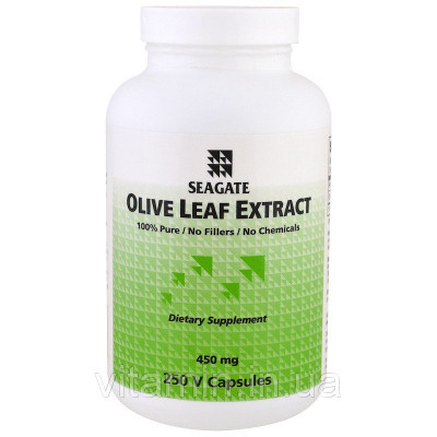 Seagate, Екстракт листа оливи, 450 мг, 250 капсул на рослинній основі, фото 1