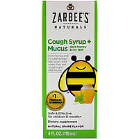 Zarbee's, Naturals, дитячий сироп проти кашлю + від слизу, натуральний виноградний ароматизатор,118 мл