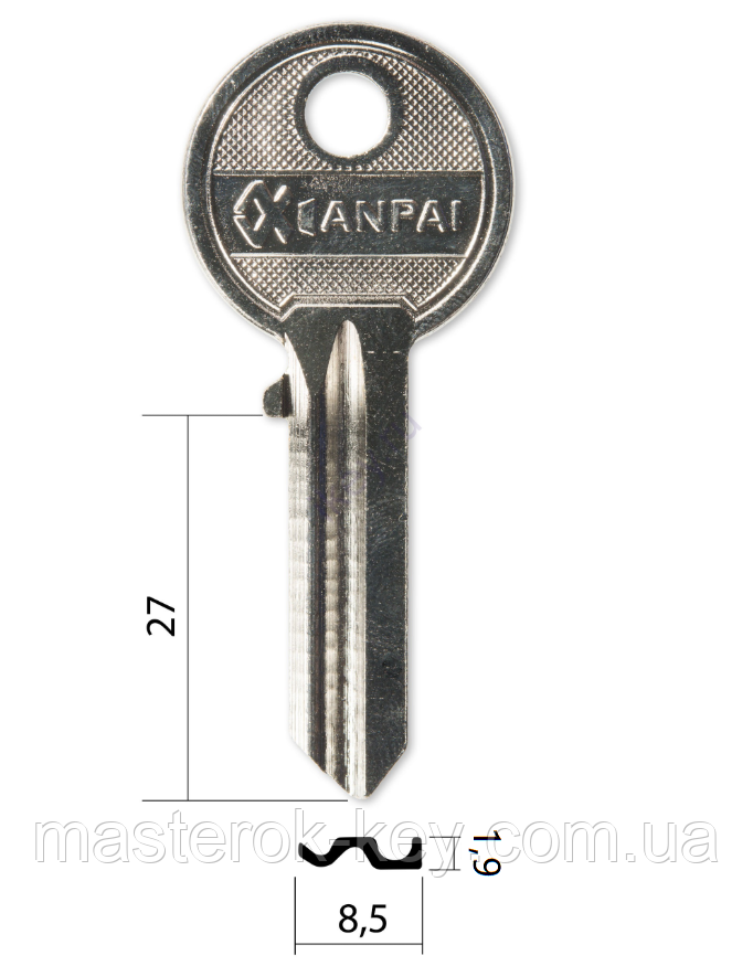 Заготовка ключа U-5D, 1.9мм - фото 1 - id-p33653286
