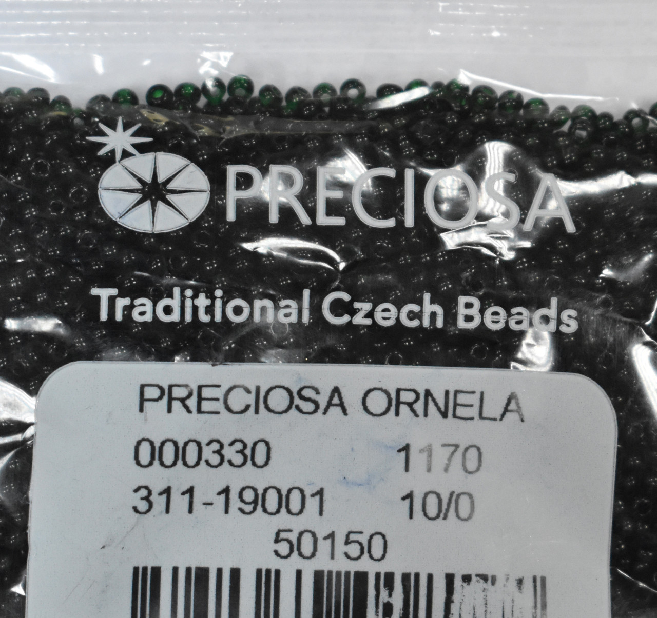 Бісер Preciosa 10/0 колір 50150 темно-зелений 10г, фото 1