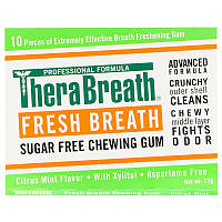 TheraBreath, Fresh Breath, Sugar Free Chewing Gum, Citrus Mint Flavor, 6 Pack, 10 Pieces Each