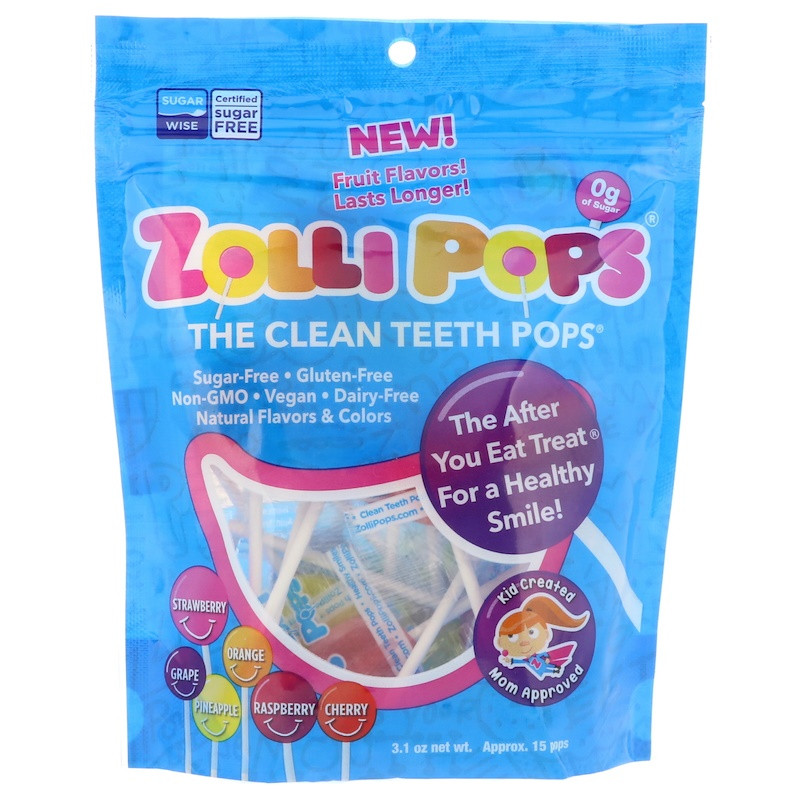 Zollipops, The Clean Teeth Pops, малина, вишня, виноград, ананас, приблизно 15 льодяників ZolliPops, 3,1 унції, фото 1
