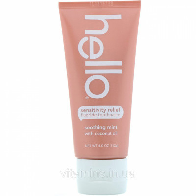 Hello, Зубна паста з фтором для чутливих зубів, заспокійлива м'ята, 113 г (4 oz), фото 1