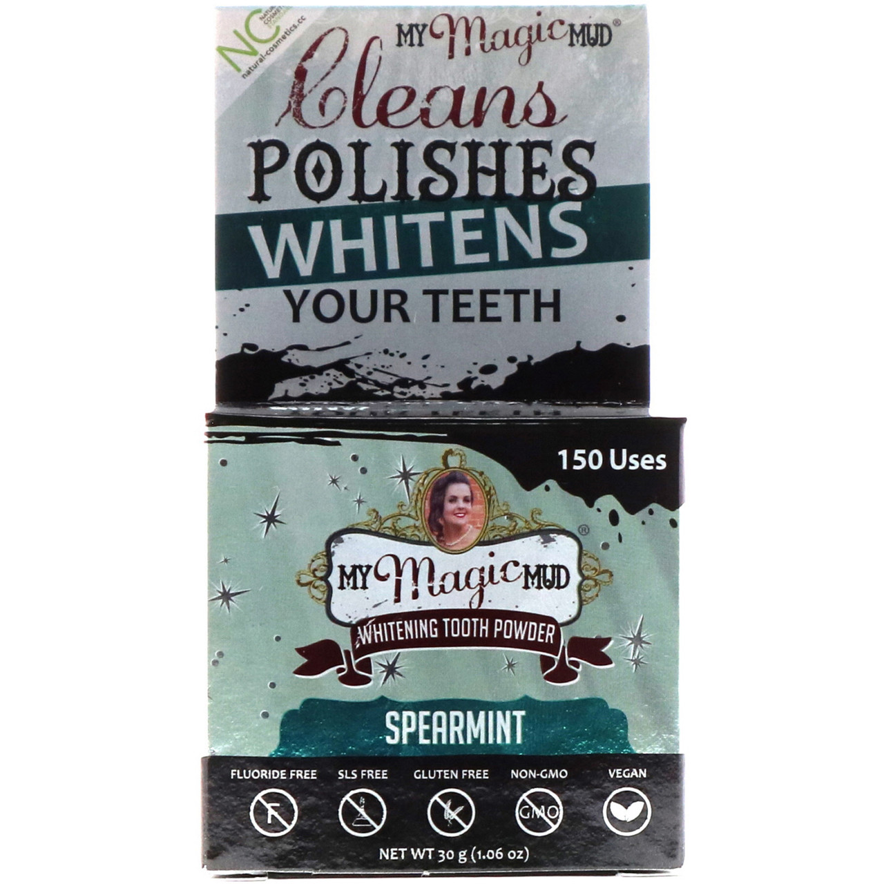My Magic Mud, Whitening Tooth Powder, Spearmint, 1.06 oz (30 g), фото 1