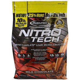 Muscletech, Серія "Достижність", Nitro-Tech, Сироватковий ізолят для формування сухої м'язової маси, Молочний шоколад, 10 фунтів (4,54 кг)