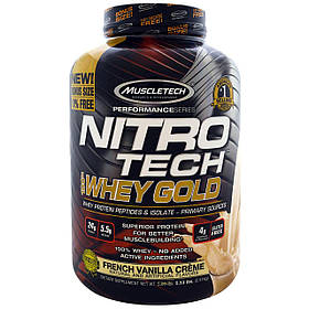 Musletech, Nitro Tech, 100% Whey Gold, французький ванільний крем, 5,53 фунти (2,51 кг)