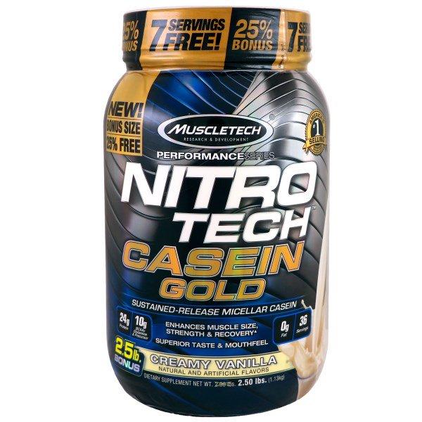 Muscletech, Performance Series, Nitro Tech Casein Gold, Creamy Vanilla, 2.5 lbs (1.13 kg), фото 1