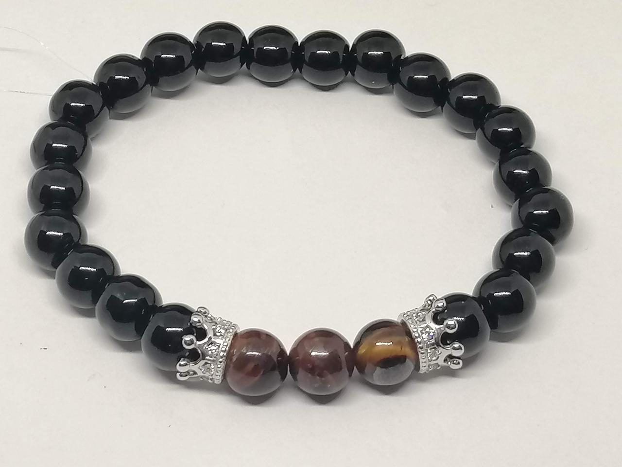 Срібний браслет c обсидіаном та тигровим оком.   8025.2 З