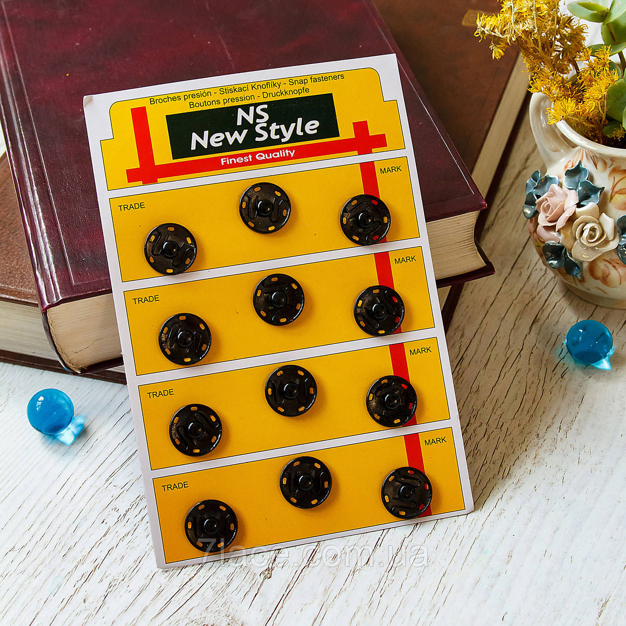 Кнопки пришивні швейні/колір чорний/віддзеркалення 19 мм/паковання 12 шт., фото 1