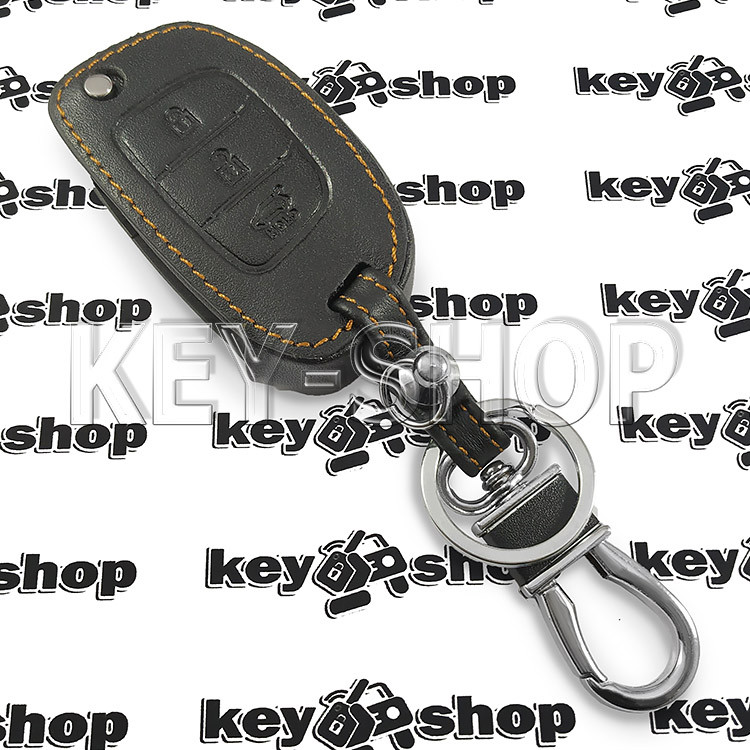 Чехол (кожаный) выкидного ключа Hyundai (Хундай) 3 кнопки - фото 3 - id-p563096385