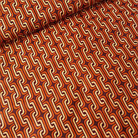 Ситцева тканина з золотими ланцюжками на коричневому, ш. 80 см