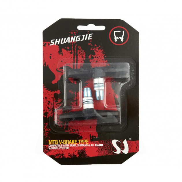 Колодки тормозные велосипедные Shuangjie ободные V-brake черные (ZP-003 ), фото 1
