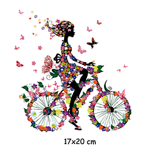 Термонаклейка на тканину Дівчинка на велосипеді в кольорах