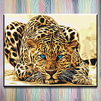Картина по цифрам ТМ "Идейка", холст на подрамнике, Животные "Дикая кошка" 40х50 см, без коробки