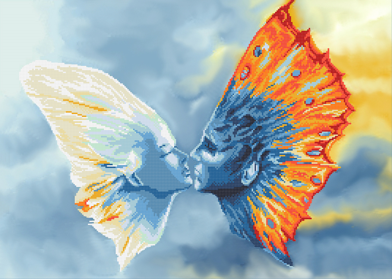 Поцілунок метеликів Схема вишивки бісером, фото 1