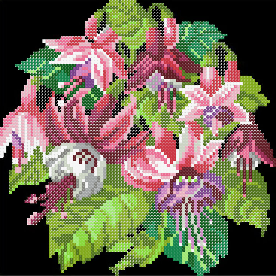 Фуксія ( часткова зашивання на чорному ) Схема вишивки бісером, фото 1