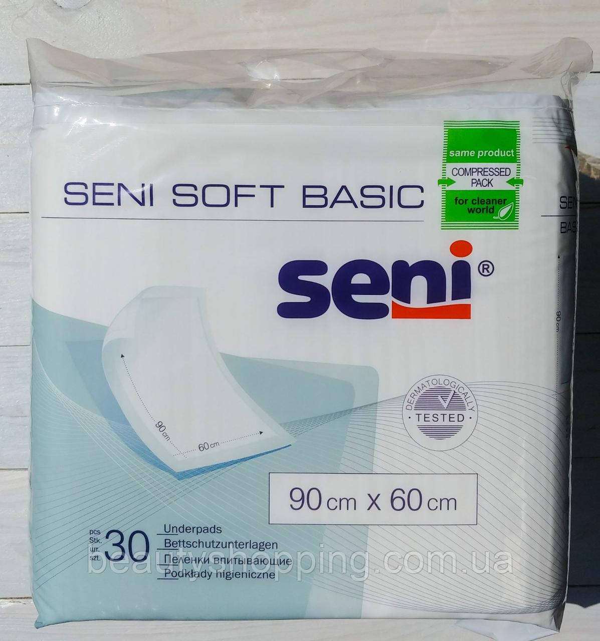 Seni Soft Basic гігієнічні всмоктувальні пелюшки 90x60cm 30 штук