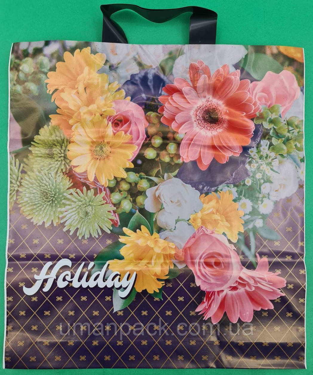 Пакет поліетиленовий з петлевою ручкою середній міцьний "Холлідей"(38х42+3) 90мк ДПА (50 шт)