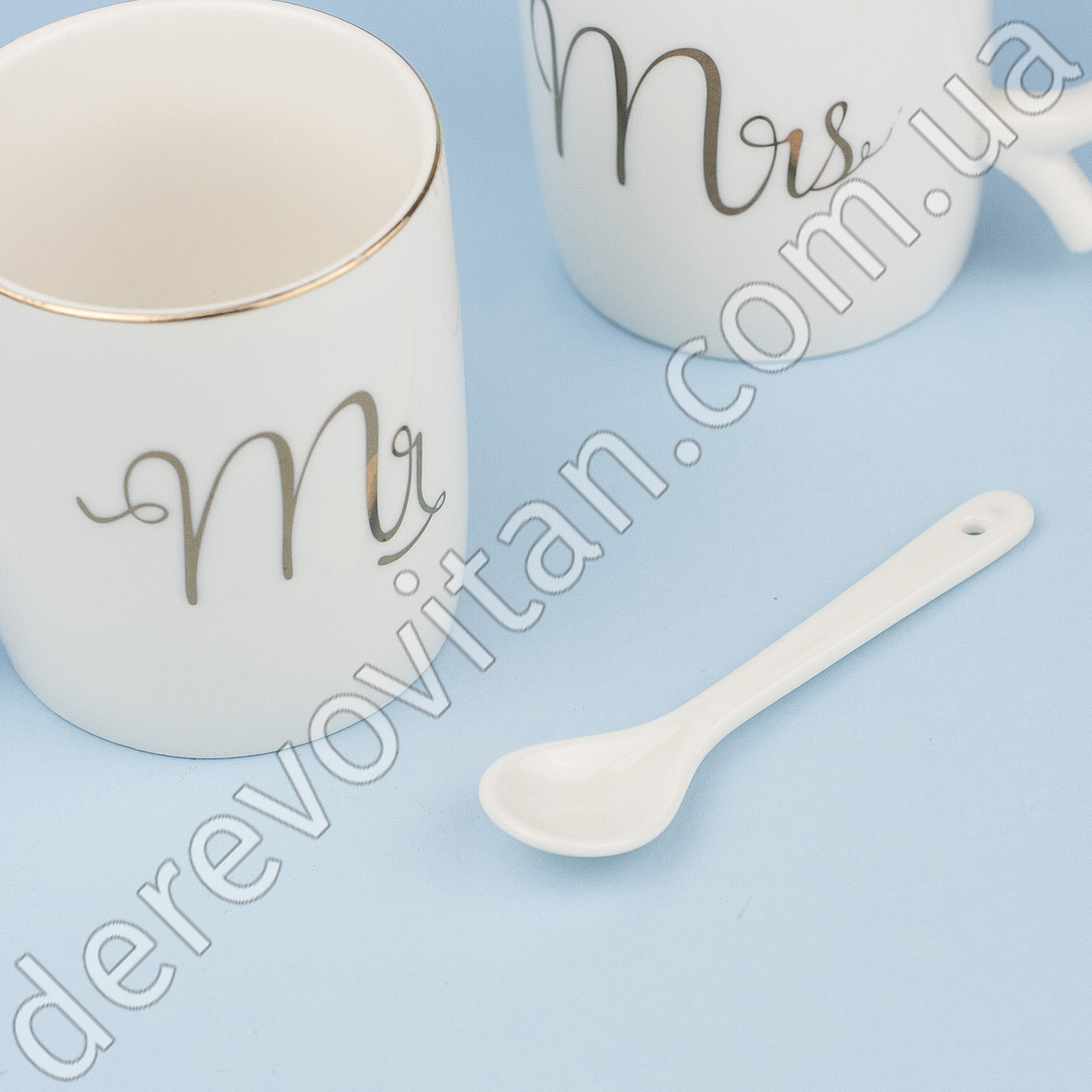 Набор чашек для двоих с принтом "Mr&Mrs", 2 шт., керамика - фото 4 - id-p1227451229