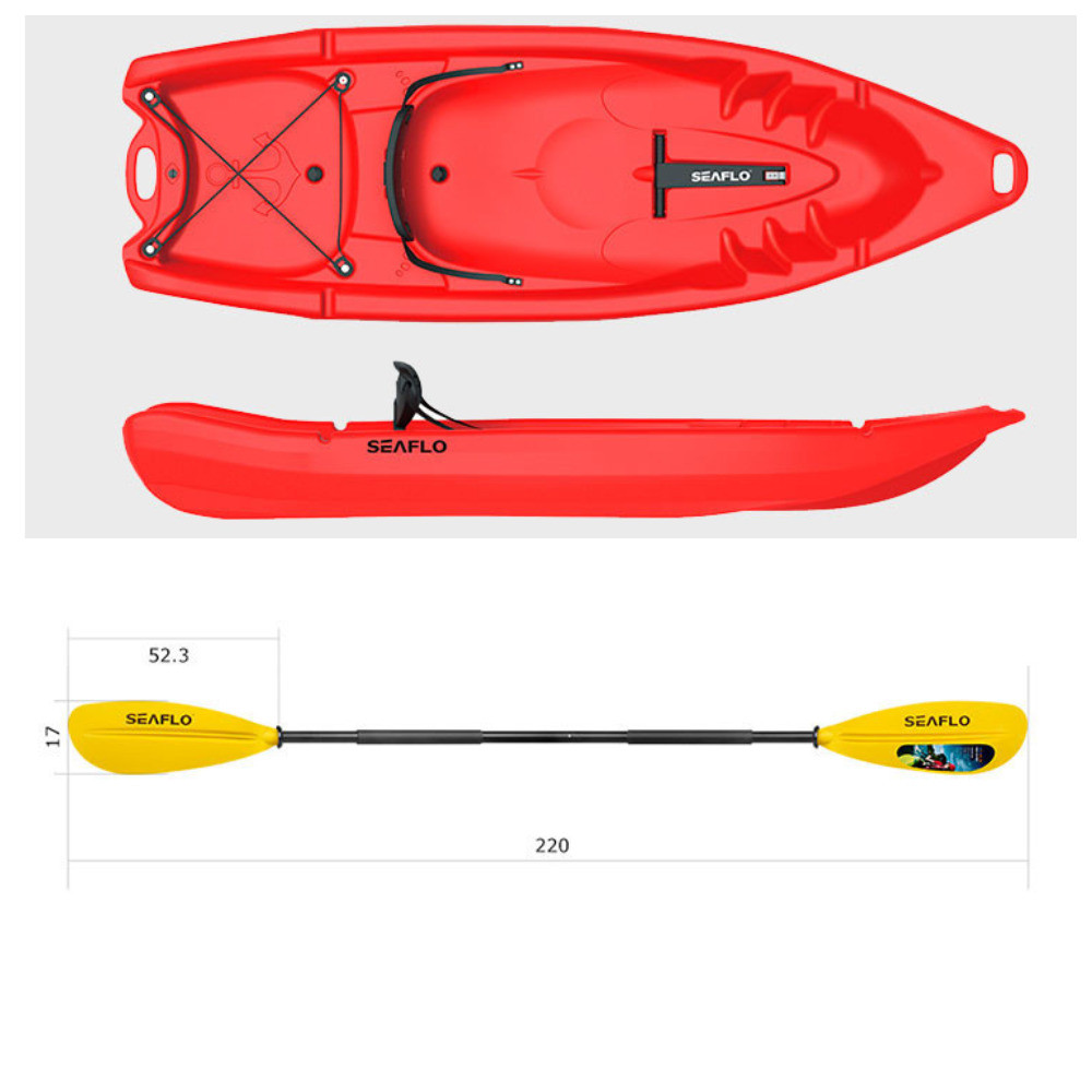 Пластиковий каяк SeaFlo SF-2002-RD, каяк корпусний 2 - х місний, червоний каяк для дорослого та дитини, фото 1