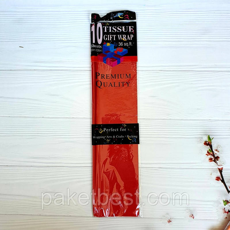 Папір Тішью 50х65см (10 листів)Червоний