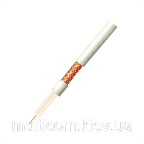 07-01-073. Кабель RG-59 (0,5 Cu + 3.1 PE + 64/0,12 Cu), білий, 100м/бухта, фото 1