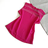 Яскрава рожева блузка з прозорими вставками, фото 6