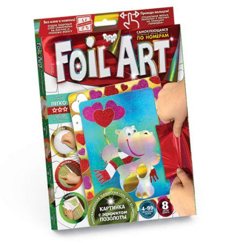 Аплікація кольоровою фольгою Danko Toys Foil Art Бегемотик FAR-01-02