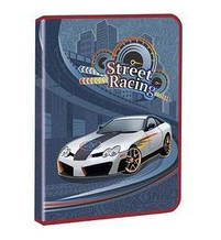 Папка А4 на блискавці, гліттер / Street Racing, сіра