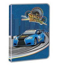 Папка А4 на молнии, глиттер / Street Racing, синяя
