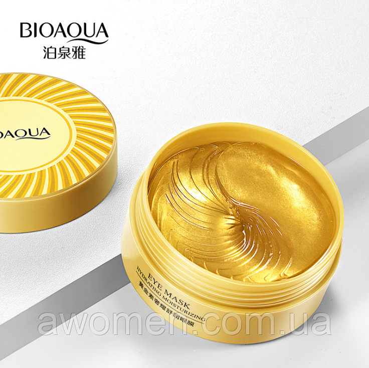 Уценка! Патчі для очей Bioaqua Collagen Gold з частинками золота (30 пар) М'ята коробка!
