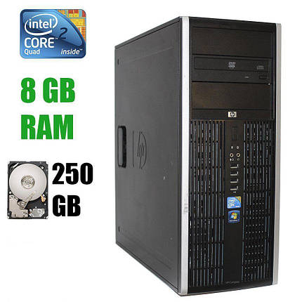 HP Elite 8000 Tower / Intel Core 2 Quad Q9500 (4 ядра по 2.83 GHz) / 8 GB DDR3 / 250 GB HDD, фото 1