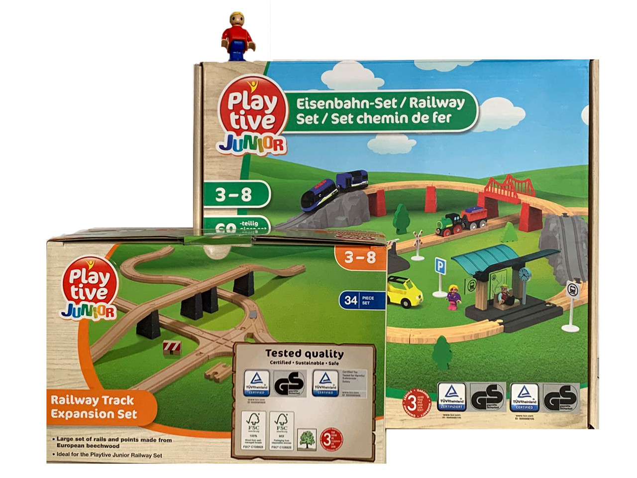 Набір дерев'яної залізниці 88 ел. Німеччина PlayTive (Brio, Hape, PlayTive, Viga Toys, IKEA)