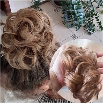 Гумка шиньон з канекалона пісочний 0215V-15