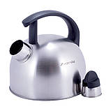 Чайник з нержавіючої сталі Kamille KM-1080 1,5 л Чайник зі свистком Чайник для індукції та газової плити, фото 7